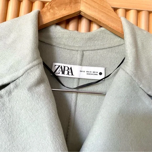 NEW Zara oversized wool blend coat baby green - Picture 9 of 15
